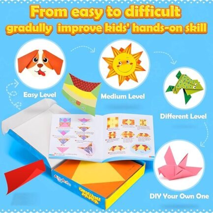 Origami Paper Set – 308-Piece Craft Kit with Instruction Book for Kids Ages 6-12 - Image 3