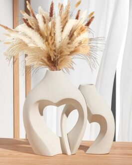 Minimalist Heart Vases – 2-Pack Decorative Vases for Table Centerpieces