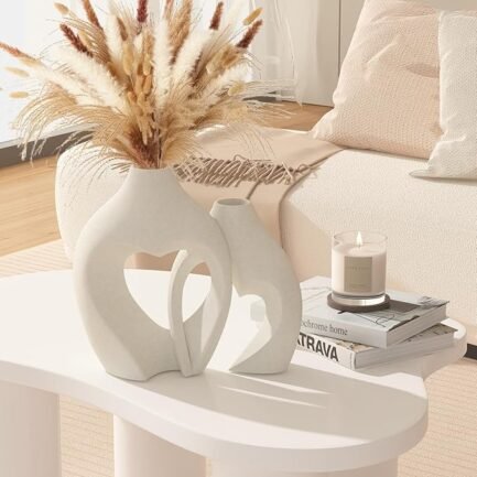 Minimalist Heart Vases - 2-Pack Decorative Vases for Table Centerpieces - Image 2