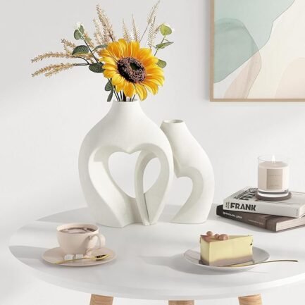Minimalist Heart Vases - 2-Pack Decorative Vases for Table Centerpieces - Image 4
