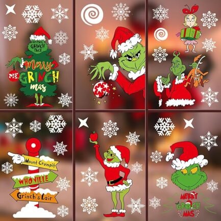 Winter Snowflake Window Clings - 10 Sheet Christmas Decoration Set