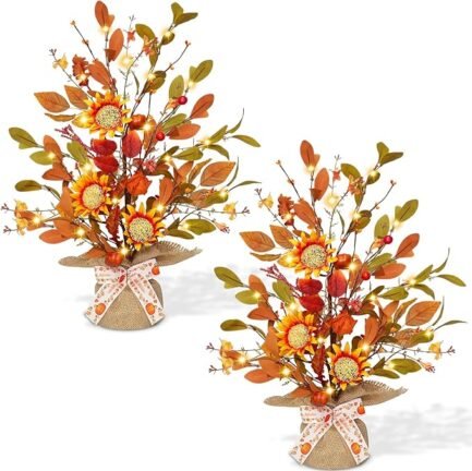 Thanksgiving Lighted Maple Trees - Battery Operated Indoor Decor