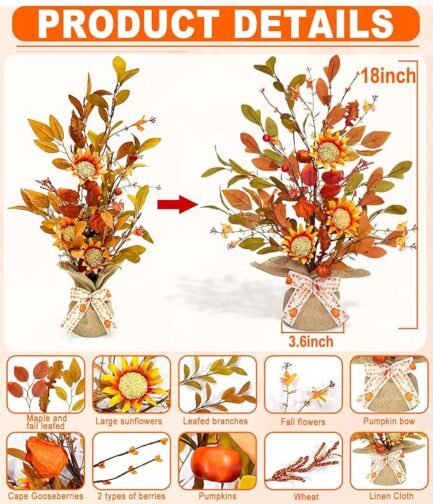 Thanksgiving Lighted Maple Trees - Battery Operated Indoor Decor - Image 3