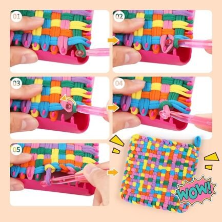 Weaving Loom Kit – 7" Potholder Craft Set for Kids & Beginners, Makes 6 Designs - Image 3