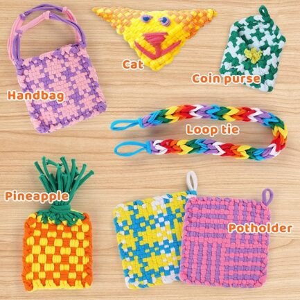 Weaving Loom Kit – 7" Potholder Craft Set for Kids & Beginners, Makes 6 Designs - Image 4