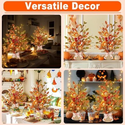 Thanksgiving Lighted Maple Trees - Battery Operated Indoor Decor - Image 4