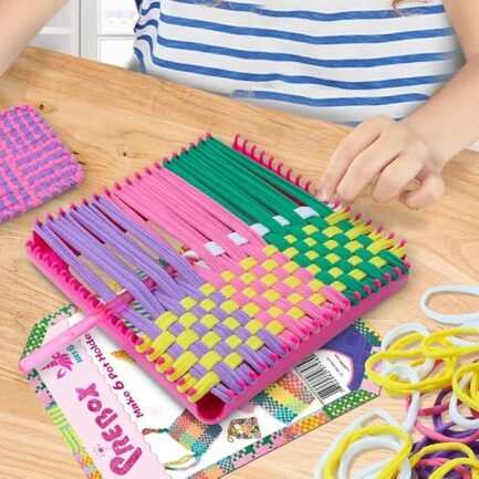 Weaving Loom Kit – 7" Potholder Craft Set for Kids & Beginners, Makes 6 Designs - Image 2