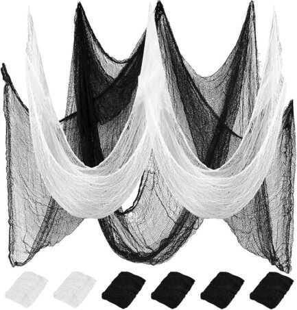 Black Creepy Cloth Set - 6 Halloween Decorations for Indoor & Outdoor