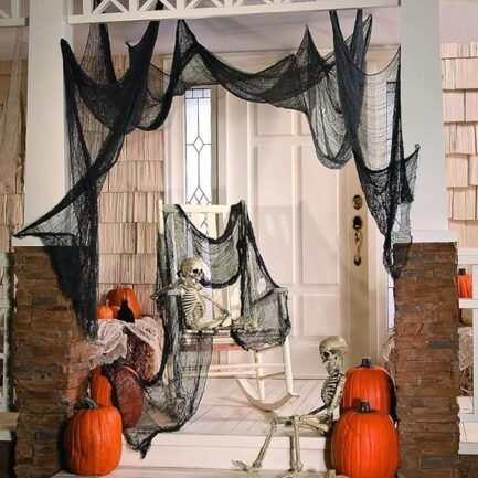 Black Creepy Cloth Set - 6 Halloween Decorations for Indoor & Outdoor - Image 3