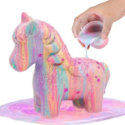 Unicorn Paint Pouring Kit – DIY Art Set for Kids Ages 6-12, Birthday Gift Idea