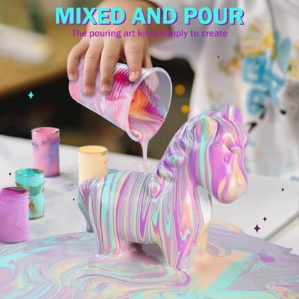 Unicorn Paint Pouring Kit – DIY Art Set for Kids Ages 6-12, Birthday Gift Idea - Image 2