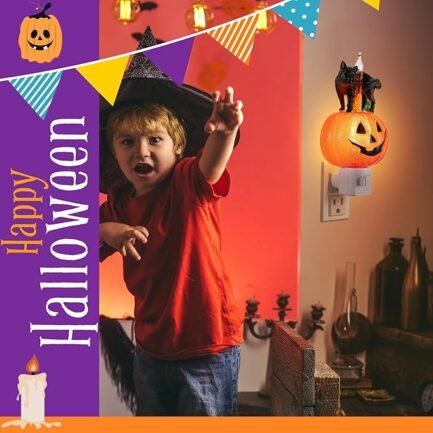 Halloween Pumpkin Night Light - Classic C7 LED Plug-In - Image 2