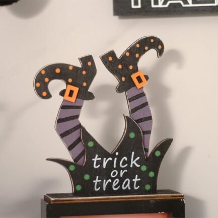 Halloween Wooden Decor Set - 5-Piece Tabletop Centerpieces - Image 4