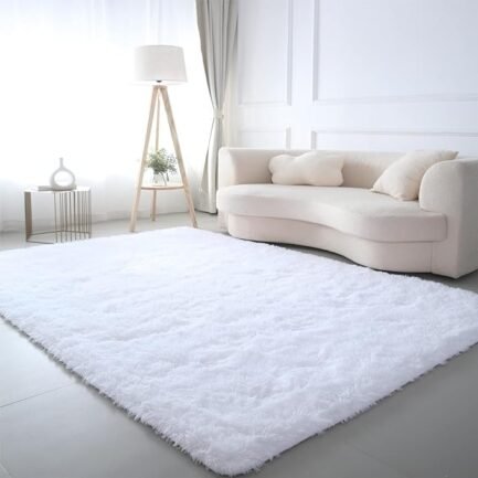Modern Fluffy Faux Fur Rug - Non-Skid 5x7 Feet Plush for Kids’ Bedroom