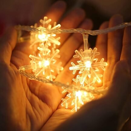Snowflake String Lights – 20 Ft Battery-Operated LED Fairy Lights for Indoor/Outdoor Christmas Decor (Warm White) - Image 2