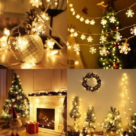 Snowflake String Lights – 20 Ft Battery-Operated LED Fairy Lights for Indoor/Outdoor Christmas Decor (Warm White) - Image 3