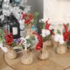 Mini Christmas Tree Decorations – 6-Piece Set of 8" Artificial Trees with Berries and Pine Cones for Tabletop Centerpieces - Image 4