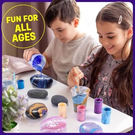 Rock Painting Kit – 2-in-1 Glow & Pour Art Set for Kids Ages 6-12 - Image 2