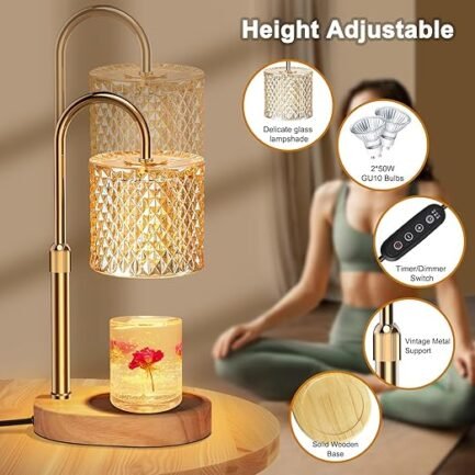 Candle Warmer Lamp with Timer - Adjustable Height & Dimmer Features - Image 2