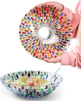 Colorful Woven Glass Fruit Bowls Set of 2 (2 colors).