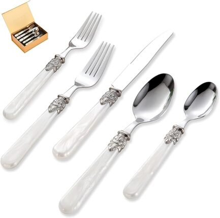 20 pieces Stainless Steel Vintage Flatware Sets With White Hanld
