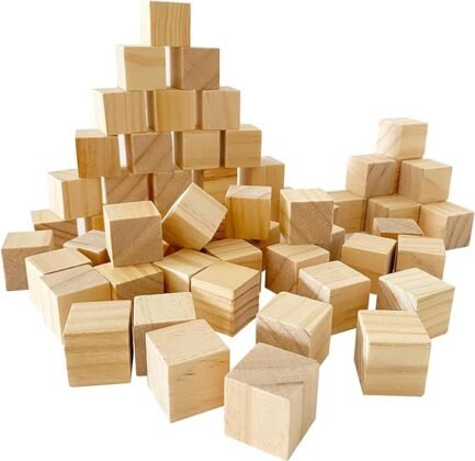 Unfinished Wooden Cubes,Pack of 50 Wood Blocks for Crafting