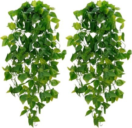 Fake Hanging Plants, 2pcs Artificial Hanging Plant