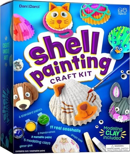 Kids Sea Shell Painting Kit - Arts & Crafts Gifts for Boys and Girls - Easter Craft Activities Kits