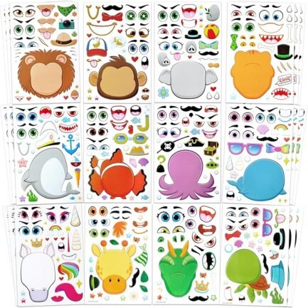 Make a face Stickers for Kids, Make Your Own Animal Mix and Match Sticker Sheets with Safaris