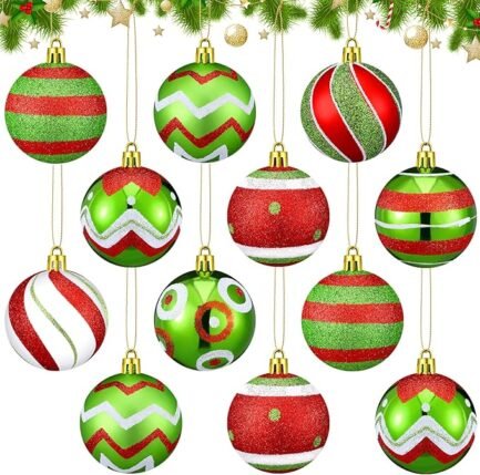 24 Pcs Glitter Christmas Tree Ball Ornaments