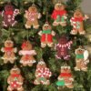 12pcs Gingerbread Man Ornaments for Christmas Tree, Assorted Gingerbread Figurines