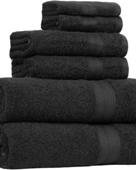 6 Piece Oversized Fade resistant Towel set, 100% Cotton towels for bathroom, soft and absorbent