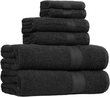 6 Piece Oversized Fade resistant Towel set, 100% Cotton towels for bathroom, soft and absorbent