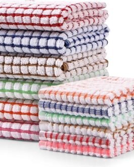 Kitchen Towels and Dishcloths Set, 16 x 25 12 12, Set of Bulk