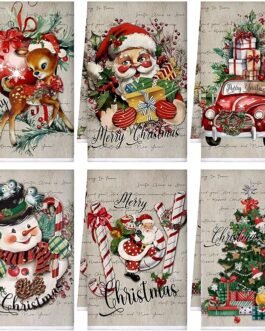 6 Pcs Christmas Kitchen Towels Absorbent Soft Microfiber Farmhouse Dish Towels and Dishcloths Sets 16x24Inch