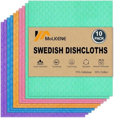 Swedish Dish Cloths - 10 Pack Reusable Kitchen Dishcloths