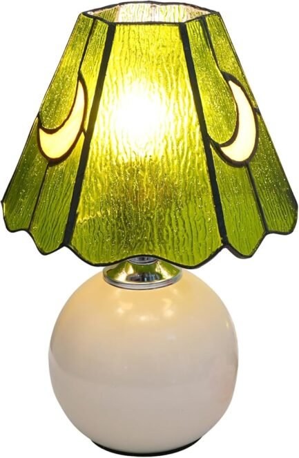 Mushroom Lamp-Small Bedside Table Lamp with Moon Glass, Nightstand Lamp