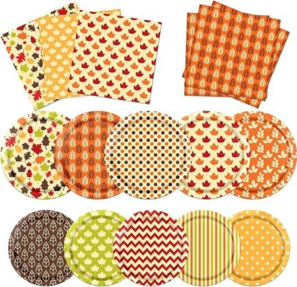Fall Party decorations Tableware, 60Pcs Fall