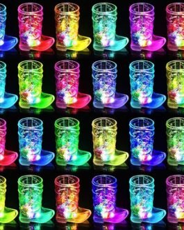 Cowboy Boot Shot Glass Set of 24 Light Up Plastic Shot Glasses 1.5 oz Flashing Shot Cups