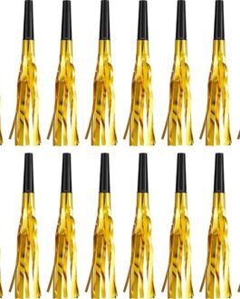 24 Pieces Gold Noise Makers Glitter Noise Makers Metallic Fringed Party Blowers
