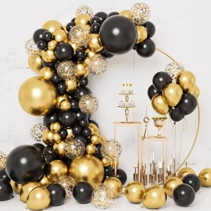 30pcs Black and Gold Balloons, Balloons Garland Arch Kit