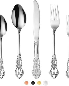 Silverware Set Service for 4, 20-Piece Premium Stainless Steel Flatware