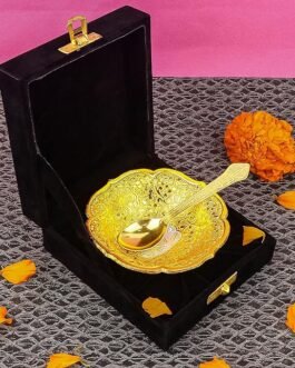 1 Set Designer Gold Silver Plated Lotus Flower Dessert Dry Fruits Embossed Serving Bowl With Spoon Set Festive