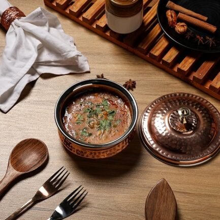 Copper Tableware Serving Bowl Indian Serve ware Handi Set Tureen Copper Stainless - Image 4