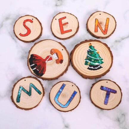 Wood Slices 30 Pcs 3.5-4.0 inch Natural Rounds Unfinished Wooden Circles Christmas Wood Ornaments - Image 5