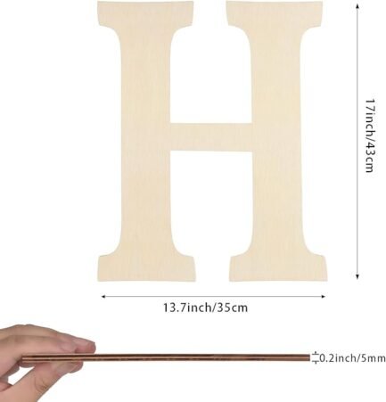 Large Wooden Letters 17 Inch, Big Wood Letters H Shape - Image 5