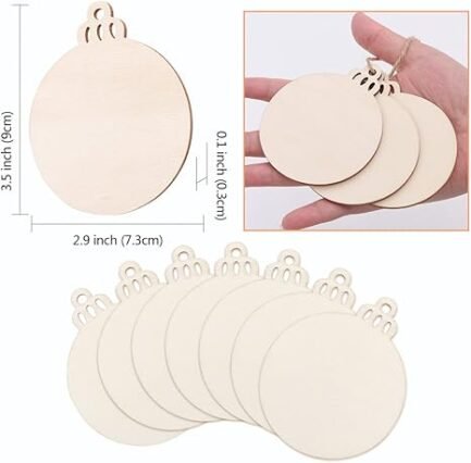 PartyTalk 30pcs Round Wooden Discs with Holes, 3" Unfinished Predrilled Natural Wood Slices - Image 5