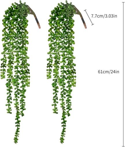 Fake Hanging Plants, String of Pearls Plant Artificial Hanging Succulents Greenery Wall Backdrop Decor - Image 5