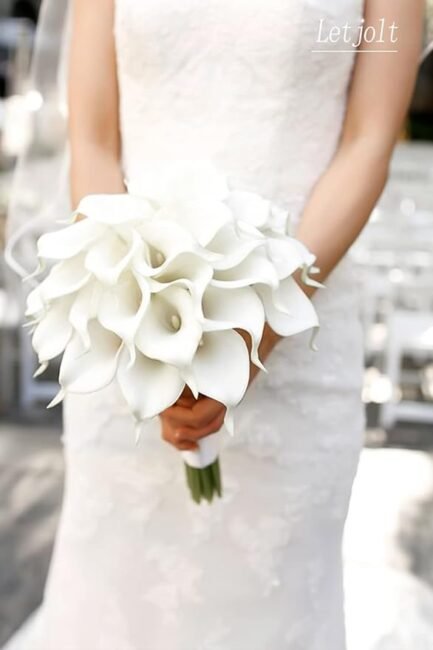 White Calla Lily 12Pcs Artificial Flowers Bouquet for Wedding - Image 5