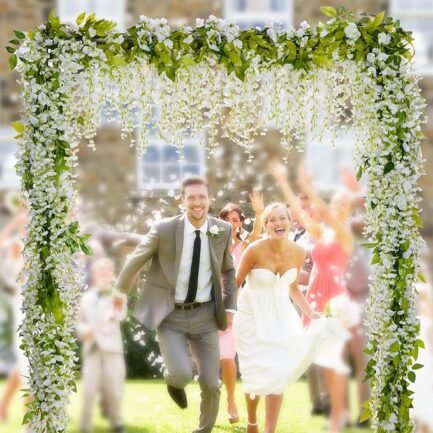 Wisteria Artificial Flowers Garland, 4Pcs Total 28.8ft White - Image 5